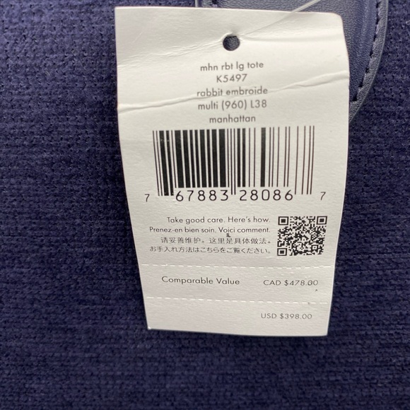 Kate Spade Manhattan large tote bag rabbit embroide pearls rhinestones - Picture 12 of 12